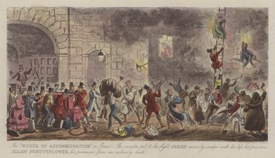 ¡La "Casa de Acomodación" en llamas! de Isaac Robert (after) Cruikshank