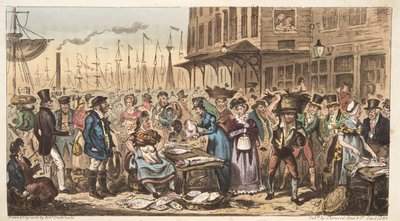 Una broma en la alta sociedad, o una visita a Billingsgate, de The English Spy, pub. 1824 de Isaac Robert Cruikshank