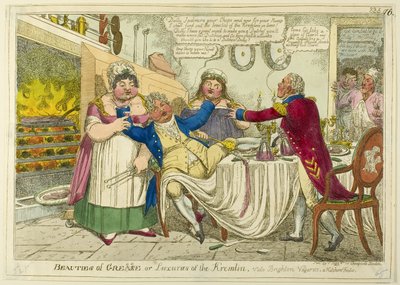 Bellezas de Grease [alterado a] Grecia - o - Lujos del Kremlin. Vide Brighton Vagaries. A Kitchen Frolic. de Isaac Robert Cruikshank