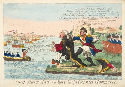 Boney completamente loco o más barcos, colonias y comercio, pub. 1808 de Isaac Robert Cruikshank
