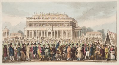 El hipódromo de Doncaster durante la gran carrera de St. Leger, 1824, de The English Spy, pub. 1824 de Isaac Robert Cruikshank
