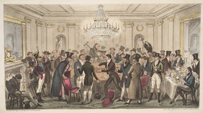 Interior de un infierno moderno - vide. Los dados trucados, de The English Spy, pub. 1824 de Isaac Robert Cruikshank