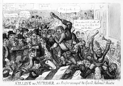 Killing no Murder, como se presenta en el Grand National Theatre, 1809 de Isaac Robert Cruikshank