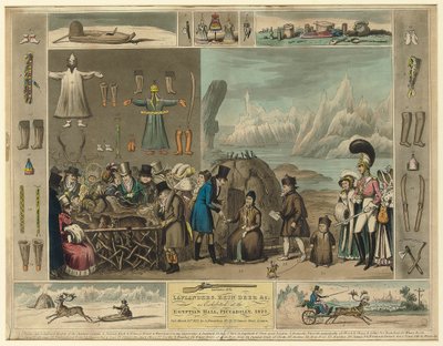 Lapones, renos, etc., como se exhibieron en el Salón Egipcio, Piccadilly, 1822 de Isaac Robert Cruikshank