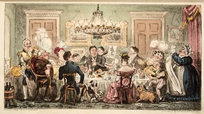 Liston y los corderitos o la cena de los ciudadanos, de The English Spy, pub. 1824 de Isaac Robert Cruikshank
