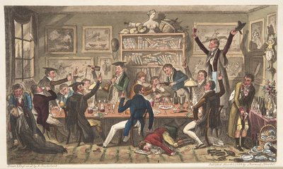 Transportes de Oxford, o Exiliados Universitarios, de The English Spy, publicado en Londres, 1824 de Isaac Robert Cruikshank