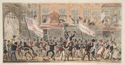 Calle Point, Portsmouth, de The English Spy, pub. 1824 de Isaac Robert Cruikshank