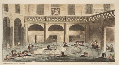 Baño público en Bath o esparcimiento vivo, de The English Spy, pub. 1824 de Isaac Robert Cruikshank