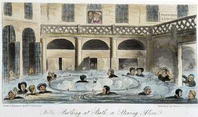 Baño público en Londres - en "El espía inglés" de Charles Molloy Westmacott, dibujo de Robert Cruikshank, edición de Londres de Isaac Robert Cruikshank
