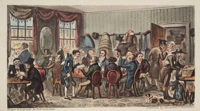 El banquete de los hombres en el Bell Inn, Cheltenham, de The English Spy, pub. 1824 de Isaac Robert Cruikshank