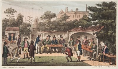 La bolera, Worcester, o personajes del club de la mano y el guante, de The English Spy, publicado en Londres, 1824 de Isaac Robert Cruikshank