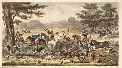 La caza de Epping, o comicidades cockney en plena persecución, de The English Spy, pub. 1824 de Isaac Robert Cruikshank
