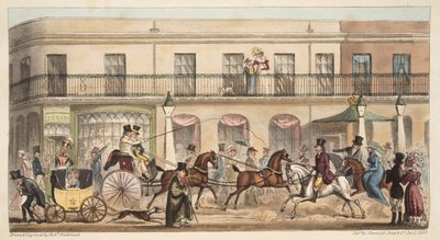 La calle principal, Cheltenham, de The English Spy, pub. 1824 de Isaac Robert Cruikshank