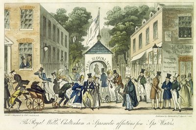Los pozos reales, Cheltenham, o Afectos espasmódicos por el agua del spa, 1825 de Isaac Robert Cruikshank