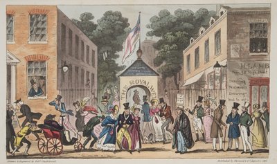 Los pozos reales, Cheltenham o afecciones espasmódicas por aguas termales, de The English Spy, pub. 1824 de Isaac Robert Cruikshank