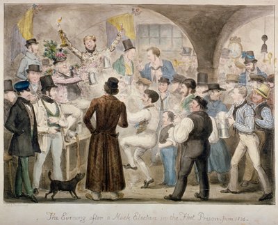 La tarde después de una elección simulada en la prisión de Fleet, junio de 1835 de Isaac Robert Cruikshank