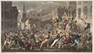 Ciudad y Toga, de The English Spy, pub. 1824 de Isaac Robert Cruikshank