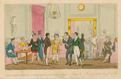 La Sala Verde en el Teatro Drury Lane, Londres de Isaac, Robert and George Cruikshank