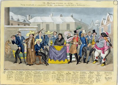 El Mathew-Orama para 1824, pub. por G. Humphrey, 1824 (grabado coloreado) de Isaac, Robert and George Cruikshank