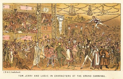 Tom, Jerry y Logic, disfrazados en el Gran Carnaval de Isaac, Robert and George Cruikshank