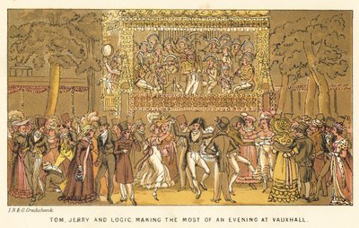 Tom, Jerry y Logic, aprovechando una noche en Vauxhall de Isaac, Robert and George Cruikshank