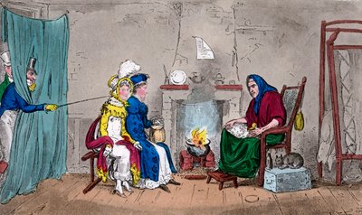 Tom y Jerry, atrapando a Kate y Sue al vuelo, haciéndose leer la fortuna, siglo XIX de Isaac, Robert and George Cruikshank