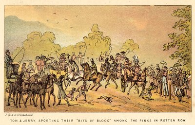 Tom y Jerry, mostrando sus Bits of Blood entre los rosas en Rotten Row de Isaac, Robert and George Cruikshank
