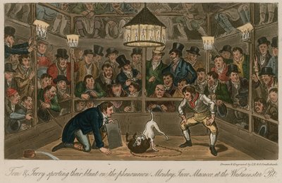 Tom y Jerry disfrutando de su blunt en el fenómeno Mono, Jacco Macacco, en el Westminster Pit de Isaac, Robert and George Cruikshank