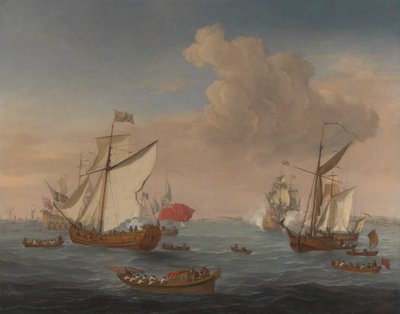 Barcos en el estuario del Támesis, cerca de Sheerness de Isaac Sailmaker