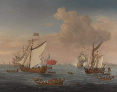 Barcos en el estuario del Támesis, cerca de Sheerness de Isaac Sailmaker