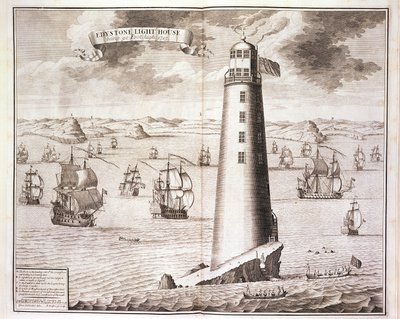 El faro de Eddystone, grabado por Hendrick Hulsbergh, 1713 de Isaac Sailmaker
