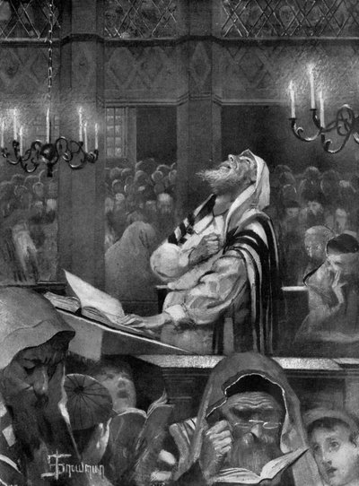 Escena en una sinagoga, el gran día de la expiación, 6 de octubre de 1897 de Isaac Snowman