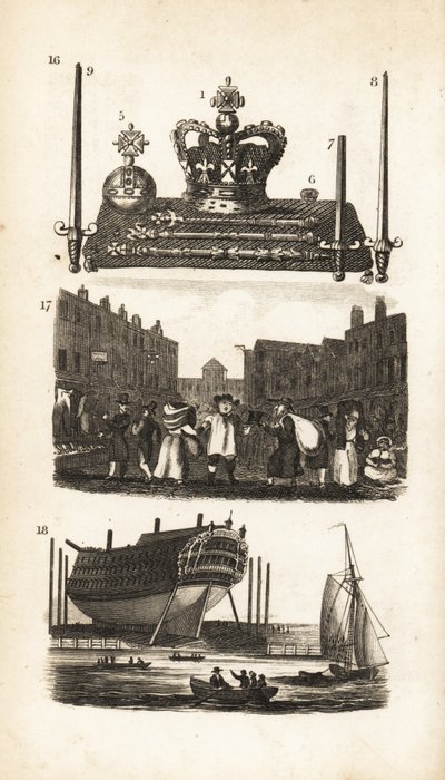 La Oficina de Joyas en la Torre de Londres, Rag Fair y Ropa Vieja y Construcción de Barcos de Isaac Taylor