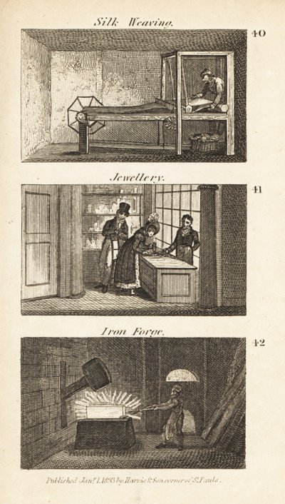 Oficios en la Inglaterra de la Regencia: tejido de seda, joyería y forja de hierro de Isaac Taylor