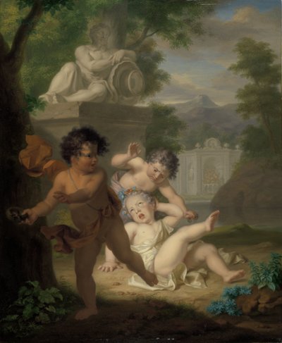 Tres niños discuten por un nido de pájaros de Isaac Walraven (rejected attribution)