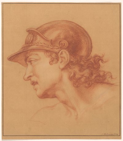 Estudio de un hombre con casco y rizos de Isaac Walraven