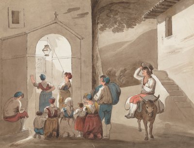 Después de Pinnelli - Grupo de campesinos fuera de una iglesia de Isaac Weld