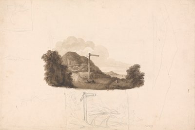 Boceto hecho para una viñeta de la Historia de Caernarvonshire del Sr. Ed Hall, que nunca se publicó de Isaac Weld