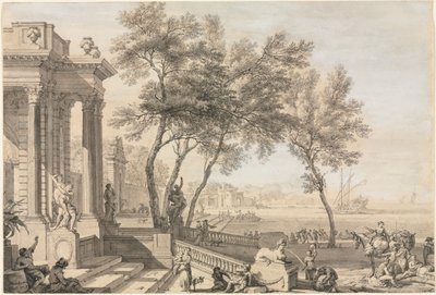 Fantastic Harbor Scene with Architecture and Figures de Isaac de Moucheron