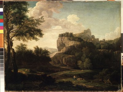 Pintura ""Paisaje"" de Isaac de Moucheron (1667-1744) Museo de Bellas Artes Mikalojus Konstantinas Ciurlionis del siglo XVIII, Kaunas, Lituania de Isaac de Moucheron