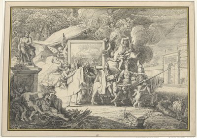 Sátira sobre la pintura y la Academia Francesa Le Triomphe du Vangeur d