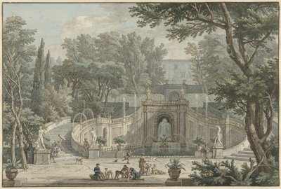 Vista del jardín de Villa d’Este en Tívoli, c.1725 de Isaac de Moucheron