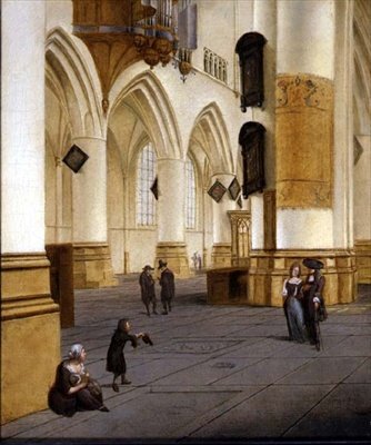 Vista del pasillo sur de la iglesia de San Bavo, Haarlem de Isaac van Nickele