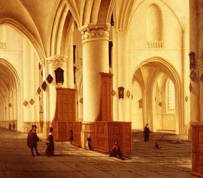 Vistas de los pasillos norte y sur de la iglesia de San Bavo, Haarlem de Isaac van Nickele