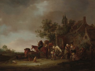 Viajeros deteniéndose en una posada de Isaac van Ostade
