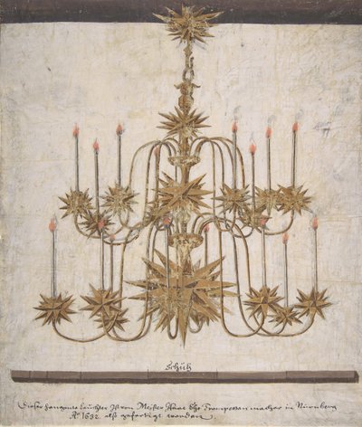Diseño para un candelabro con dieciséis velas, 1632 de Isaak Ehe