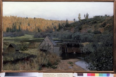 Otoño. Molino. Plios (Rusia) (Otoño. Mill. Plyos). Pintura de Isaac (Isaac) Ilyich Levitan (1860-1900), óleo sobre lienzo de Isaak Ilyich Levitan