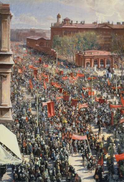 Demostración en la Avenida del 25 de Octubre, boceto para la pintura de 1934 en la Galería Tretyakov, 1930 de Isaak Israilevich Brodsky