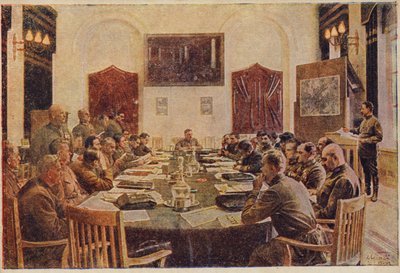 Reunión del Consejo Militar Revolucionario, Rusia Soviética. c1925-1934 de Isaak Israilevich Brodsky