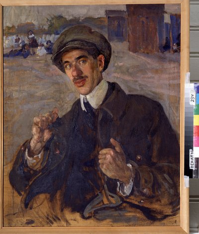 Retrato del escritor Kornei Ivanovich Tchoukovski (1882-1969) (Retrato del autor Korney I. Chukovsky). Pintura de Isaak Izrailevich Brodsky (Brodsky) (1884-1939). Óleo sobre lienzo, 83 x 66 cm de Isaak Israilevich Brodsky